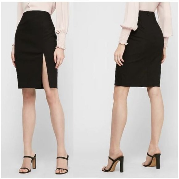 Modamix faux vegan leather skirt  w/front slit 22W - Picture 2 of 8